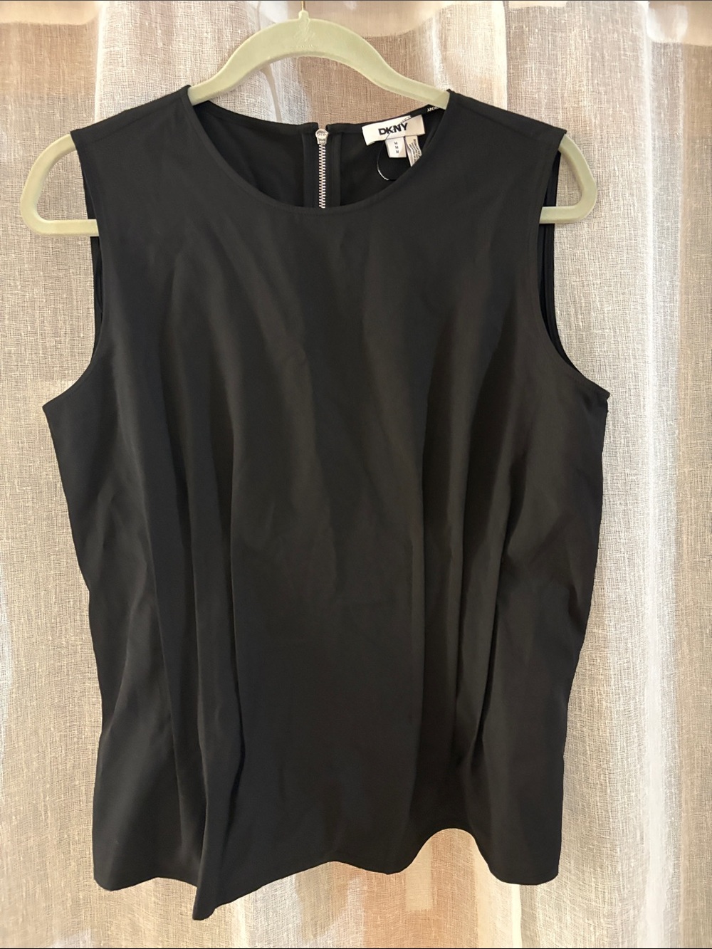DKNY Black Sleeveless Tank Top with Back Zip